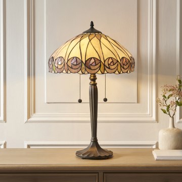 Endon 112184 - Stolna lampa Tiffany HUTCHINSON 2xE27/10W/230V Ø 40 cm