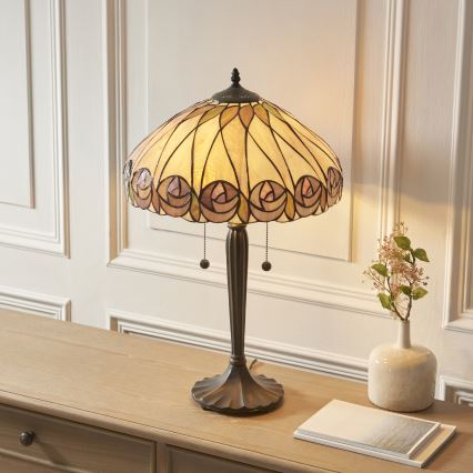 Endon 112184 - Stolna lampa Tiffany HUTCHINSON 2xE27/10W/230V Ø 40 cm