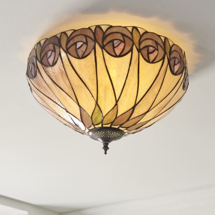 Endon 112188 - Stropna svjetiljka Tiffany HUTCHINSON 2xE27/60W/230V, promjer 40 cm