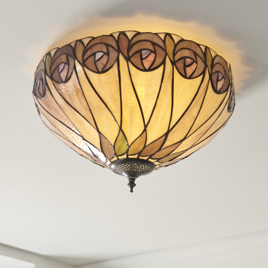 Endon 112188 - Stropna svjetiljka Tiffany HUTCHINSON 2xE27/60W/230V, promjer 40 cm