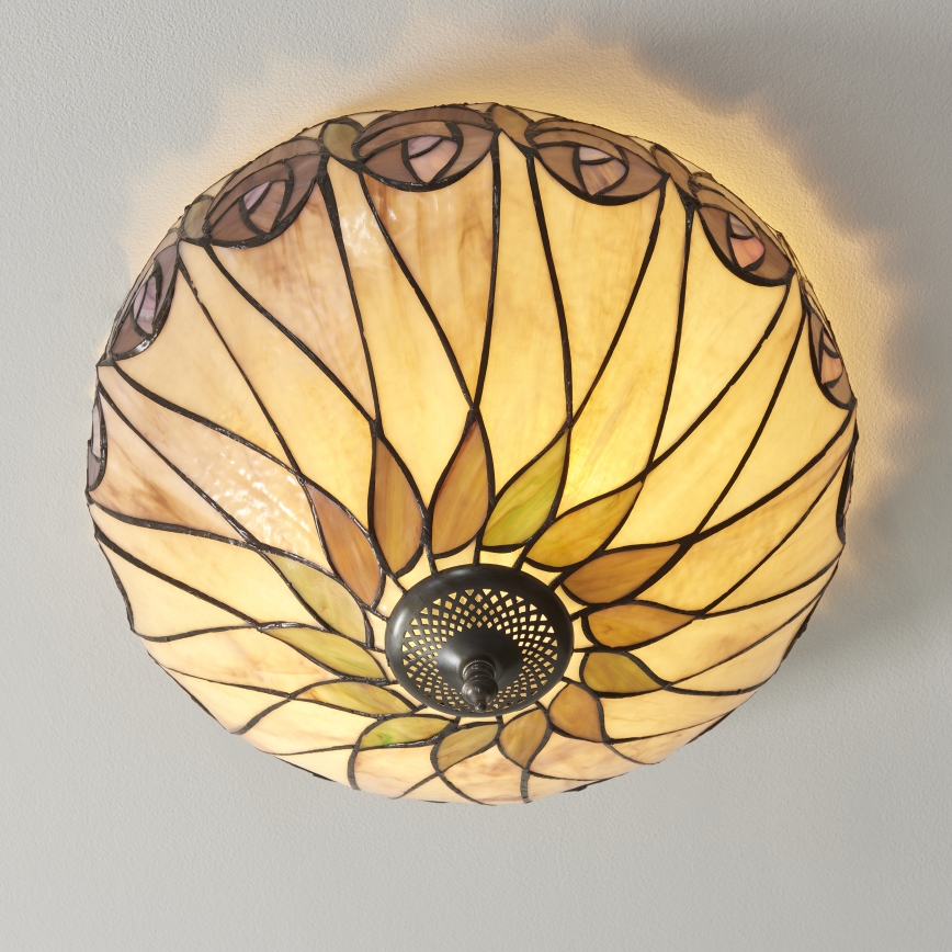 Endon 112188 - Stropna svjetiljka Tiffany HUTCHINSON 2xE27/60W/230V, promjer 40 cm