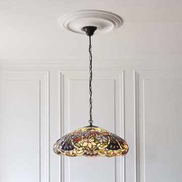 Endon 112193 - Luster na lancu Tiffany SULLIVAN 3xE27/60W/230V Ø 57 cm