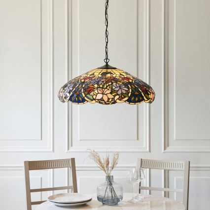 Endon 112193 - Luster na lancu Tiffany SULLIVAN 3xE27/60W/230V Ø 57 cm