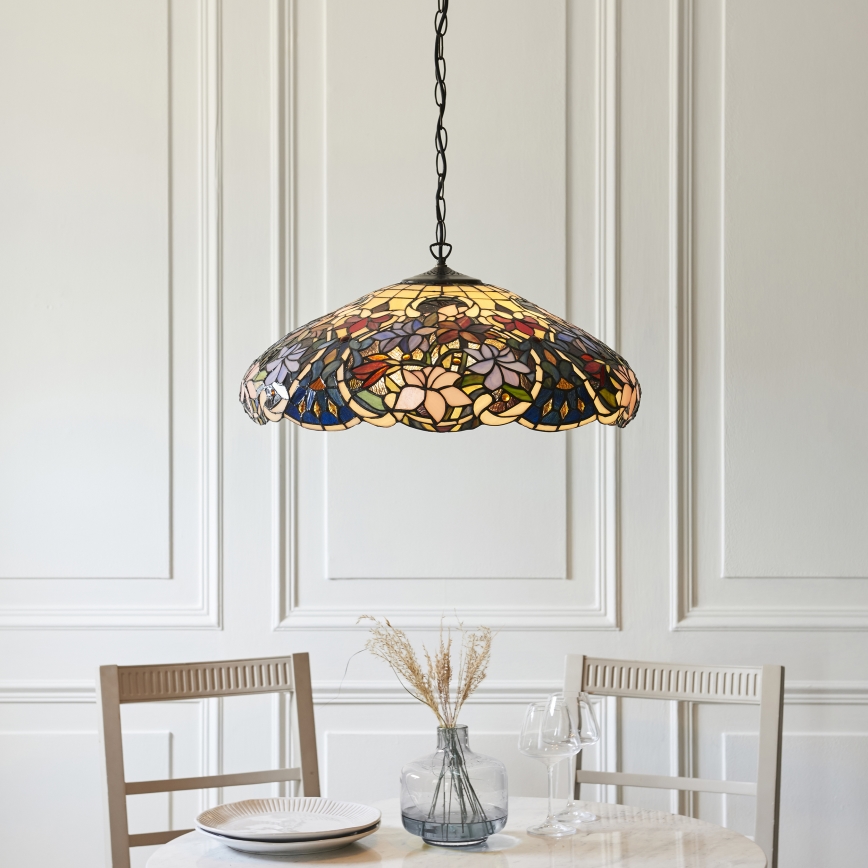 Endon 112193 - Luster na lancu Tiffany SULLIVAN 3xE27/60W/230V Ø 57 cm