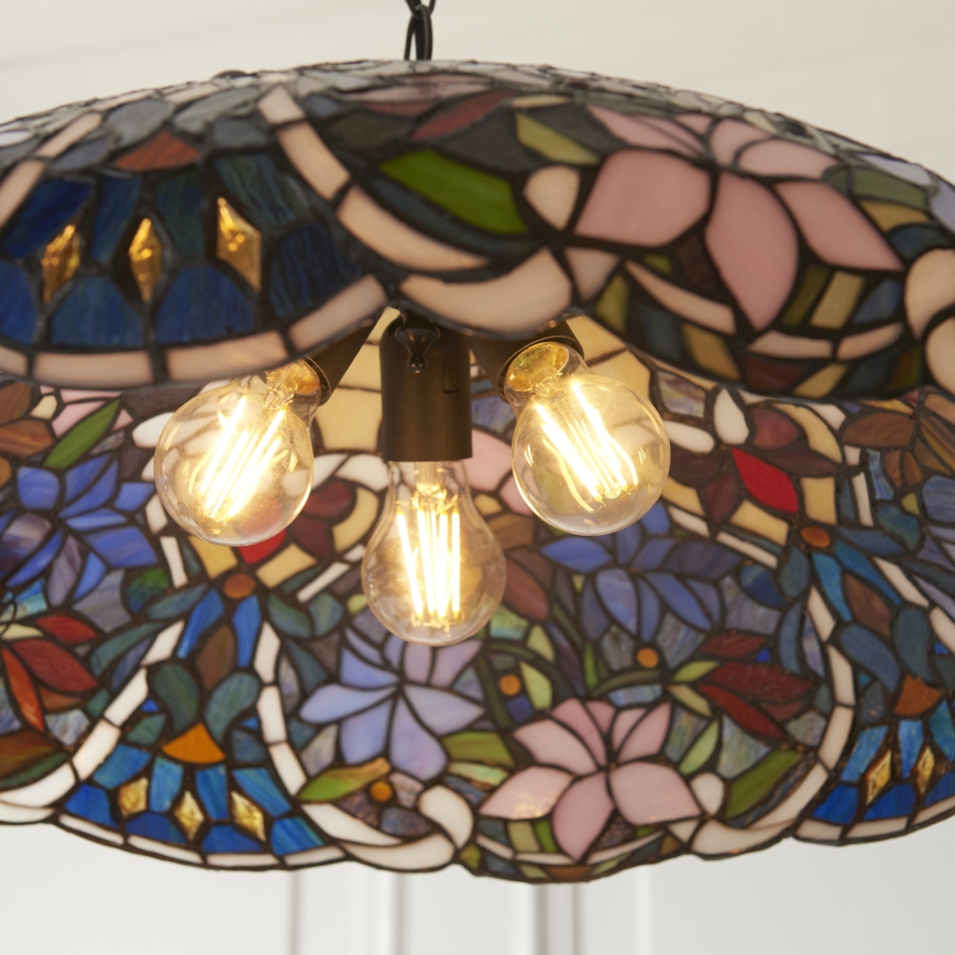 Endon 112193 - Luster na lancu Tiffany SULLIVAN 3xE27/60W/230V Ø 57 cm