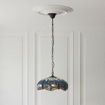 Endon 112195 - Luster na lancu Tiffany DRAGONFLY 1xE27/60W/230V promjer 41 cm