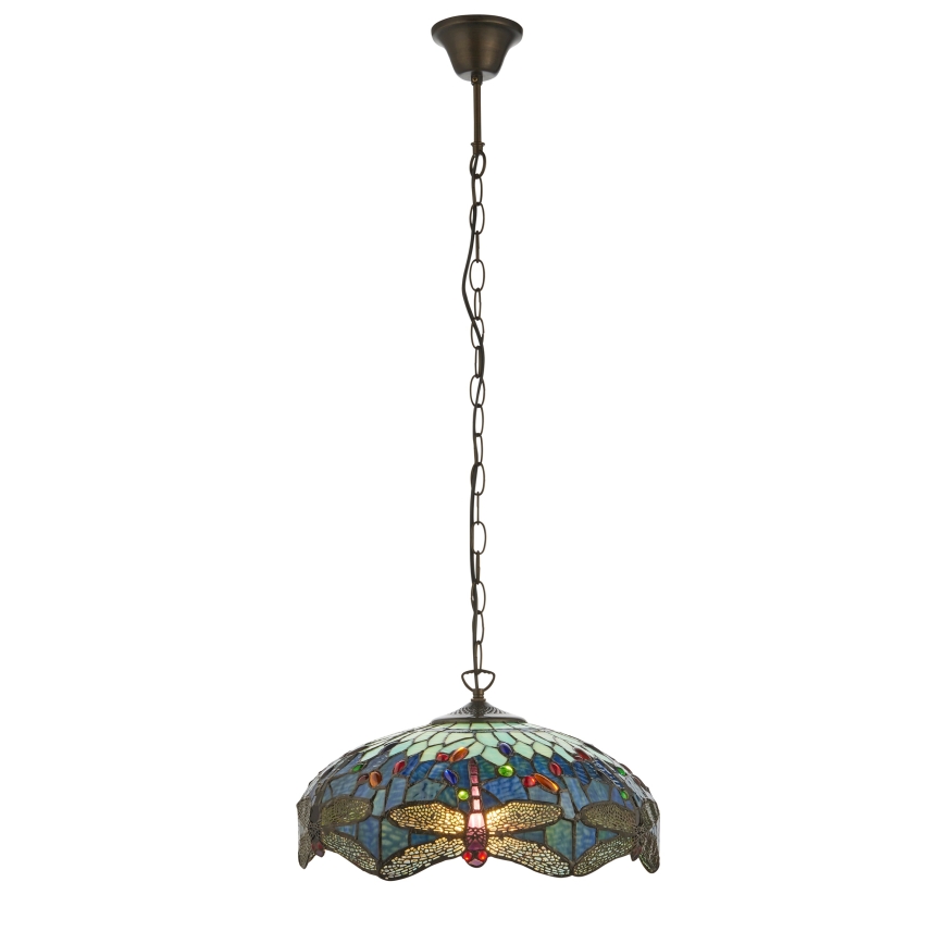 Endon 112195 - Luster na lancu Tiffany DRAGONFLY 1xE27/60W/230V promjer 41 cm
