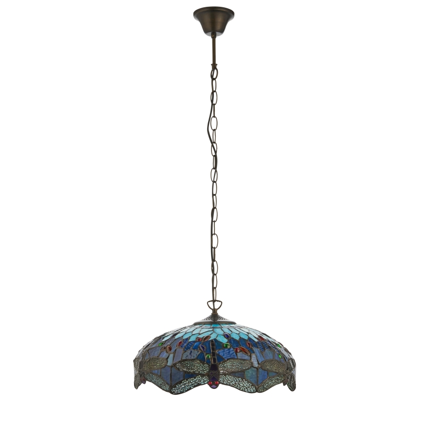 Endon 112195 - Luster na lancu Tiffany DRAGONFLY 1xE27/60W/230V promjer 41 cm