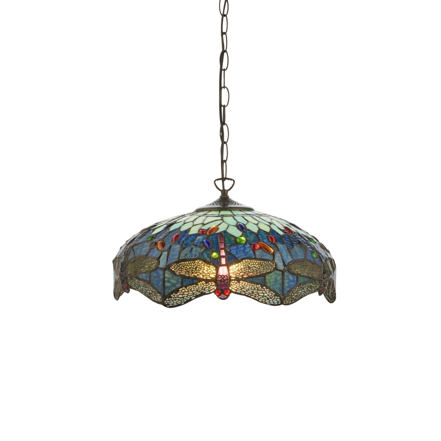 Endon 112195 - Luster na lancu Tiffany DRAGONFLY 1xE27/60W/230V promjer 41 cm