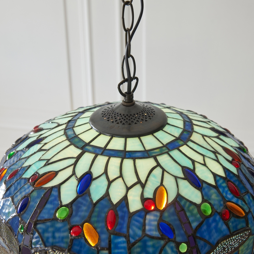 Endon 112195 - Luster na lancu Tiffany DRAGONFLY 1xE27/60W/230V promjer 41 cm