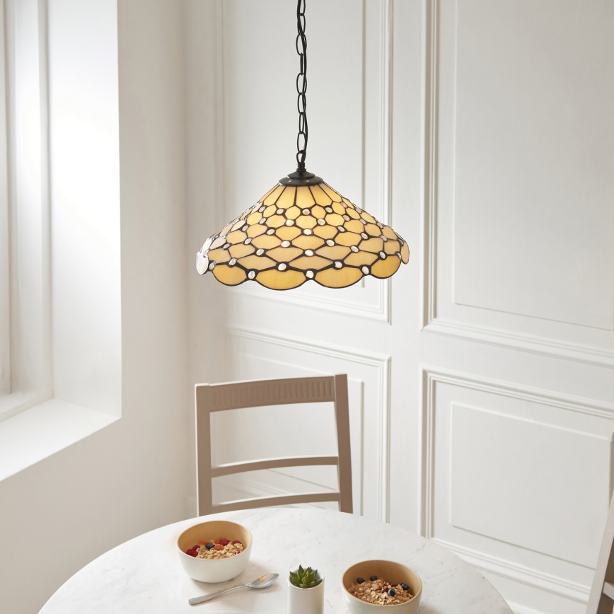 Endon 112226 - Luster na lancu Tiffany PEARL 1xE27/10W/230V Ø 45 cm