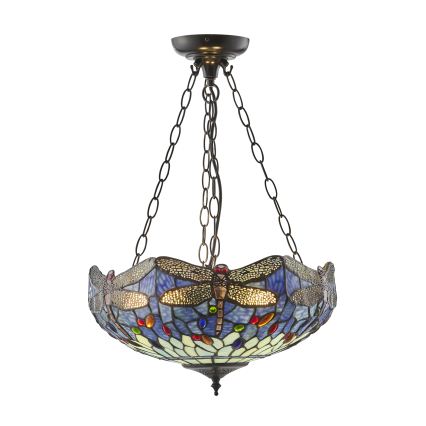 Endon 112250 - Luster na lancu Tiffany DRAGONFLY 3xE27/60W/230V promjer 50 cm