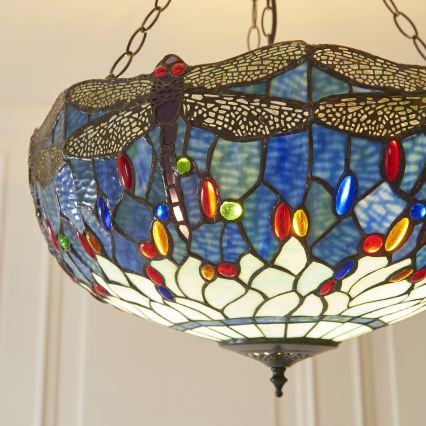 Endon 112250 - Luster na lancu Tiffany DRAGONFLY 3xE27/60W/230V promjer 50 cm