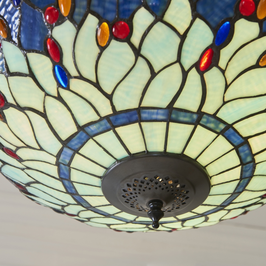 Endon 112250 - Luster na lancu Tiffany DRAGONFLY 3xE27/60W/230V promjer 50 cm