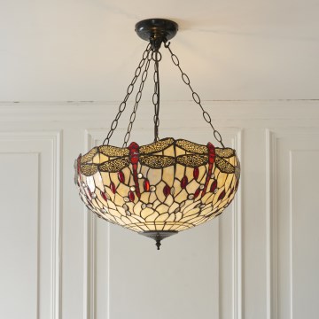 Endon 112251 - Luster na lancu Tiffany DRAGONFLY 3xE27/60W/230V Ø 50 cm
