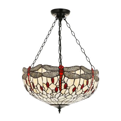 Endon 112251 - Luster na lancu Tiffany DRAGONFLY 3xE27/60W/230V Ø 50 cm