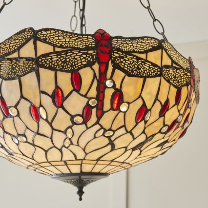 Endon 112251 - Luster na lancu Tiffany DRAGONFLY 3xE27/60W/230V Ø 50 cm