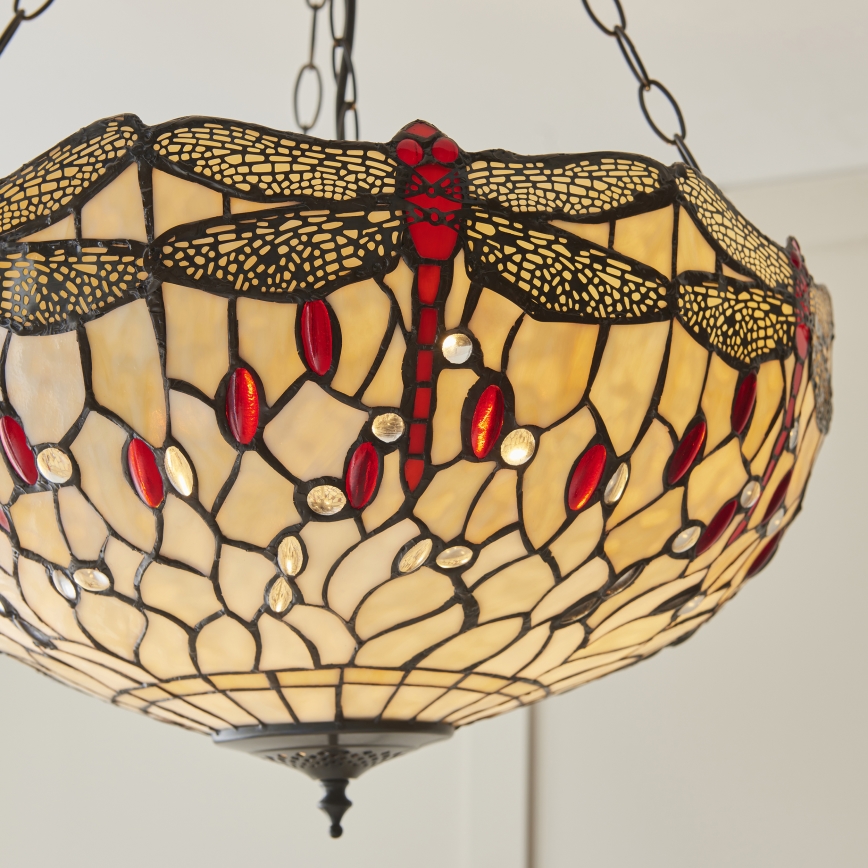 Endon 112251 - Luster na lancu Tiffany DRAGONFLY 3xE27/60W/230V Ø 50 cm