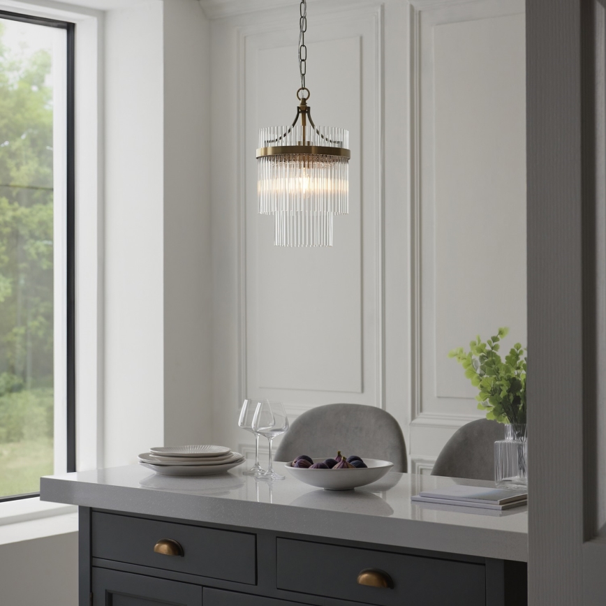 Endon 112572 - Luster na lancu MARIETTA 1xE27/10W/230V mesing/prozirno