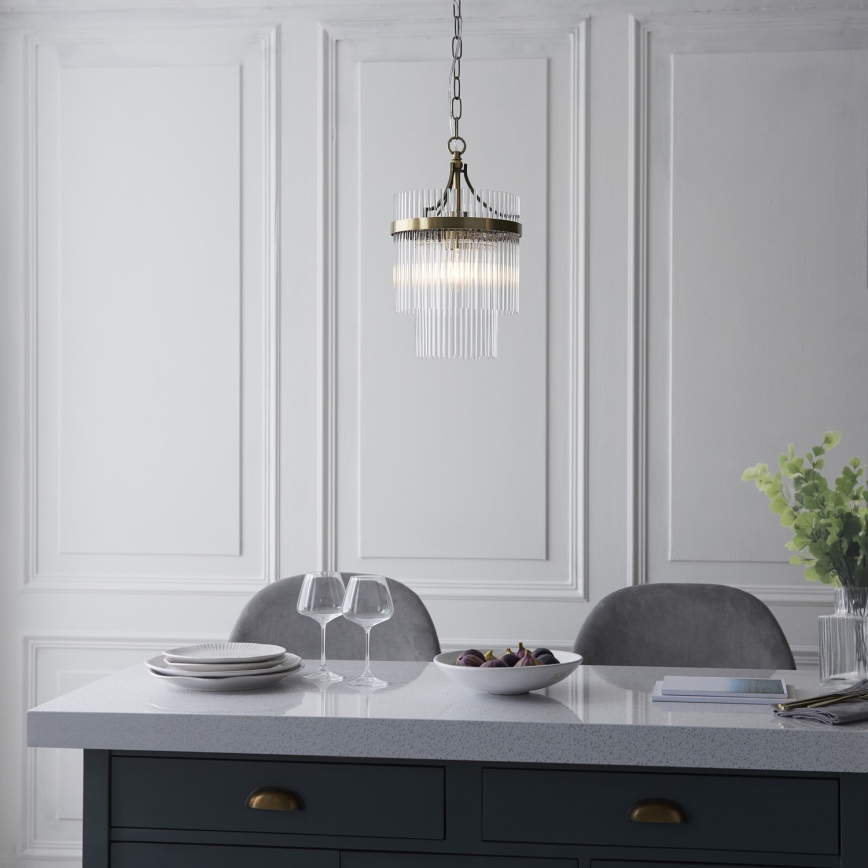 Endon 112572 - Luster na lancu MARIETTA 1xE27/10W/230V mesing/prozirno