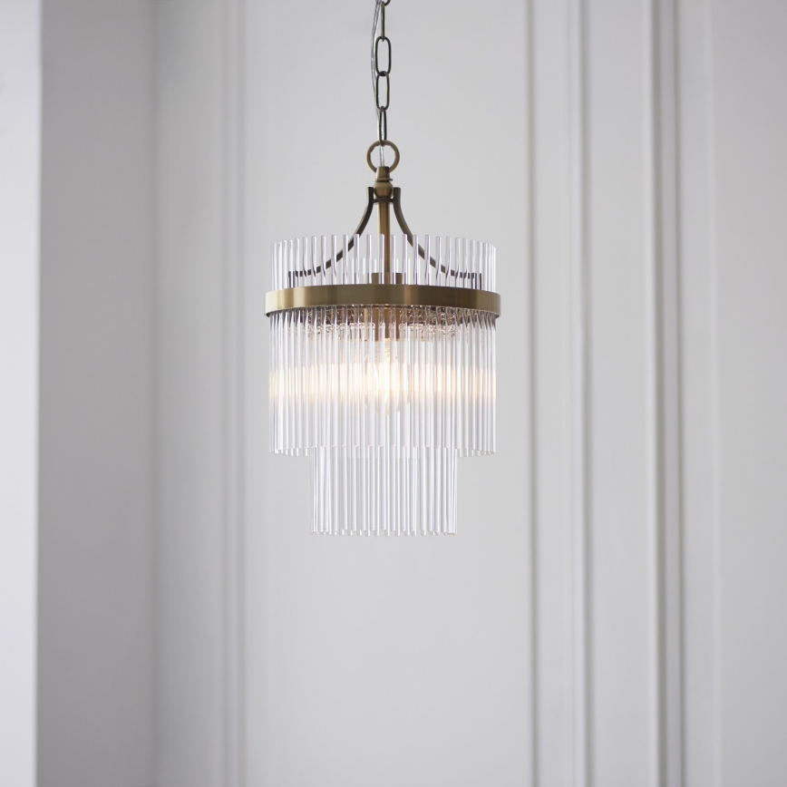 Endon 112572 - Luster na lancu MARIETTA 1xE27/10W/230V mesing/prozirno