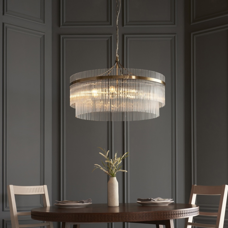 Endon 112574 - Luster na lancu MARIETTA GRAND 7xE14/7W/230V mesing/proziran