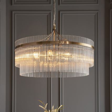Endon 112574 - Luster na lancu MARIETTA GRAND 7xE14/7W/230V mesing/proziran