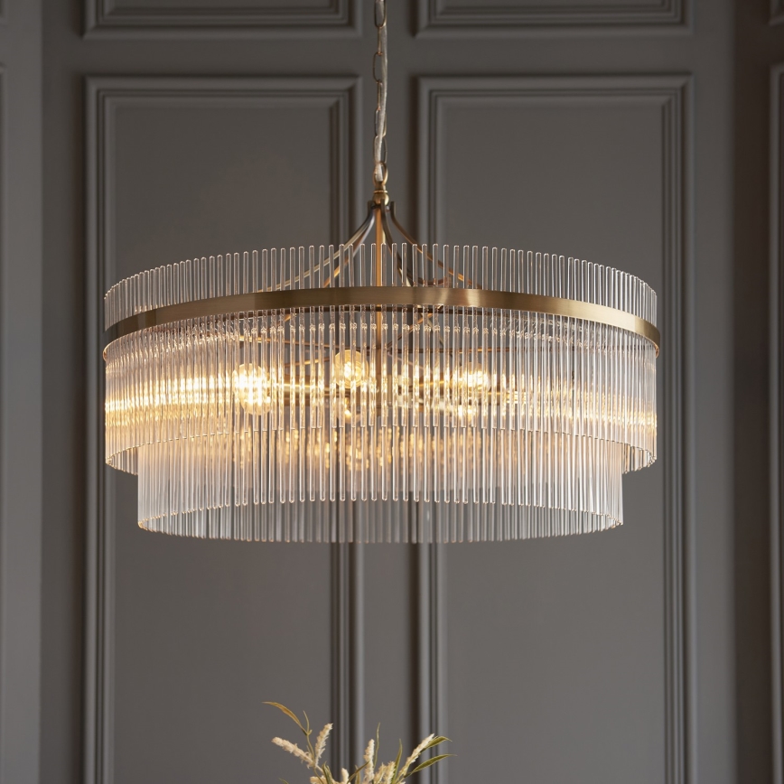 Endon 112574 - Luster na lancu MARIETTA GRAND 7xE14/7W/230V mesing/proziran