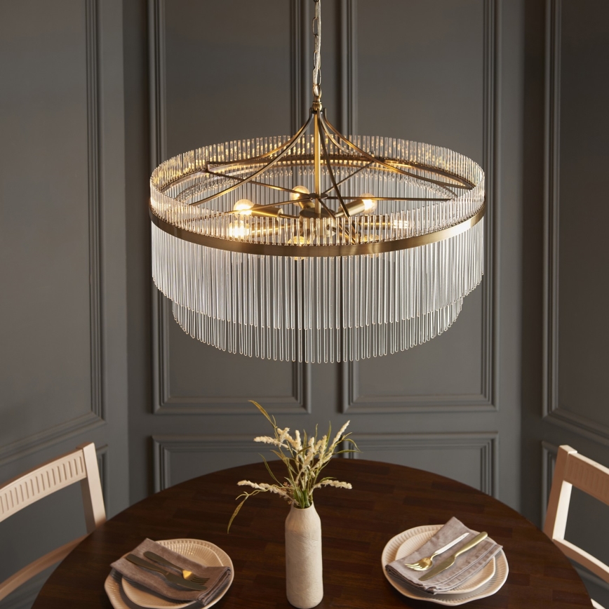 Endon 112574 - Luster na lancu MARIETTA GRAND 7xE14/7W/230V mesing/proziran