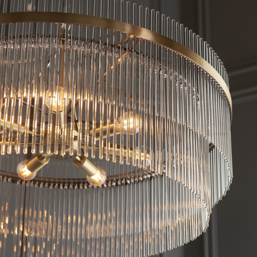 Endon 112574 - Luster na lancu MARIETTA GRAND 7xE14/7W/230V mesing/proziran