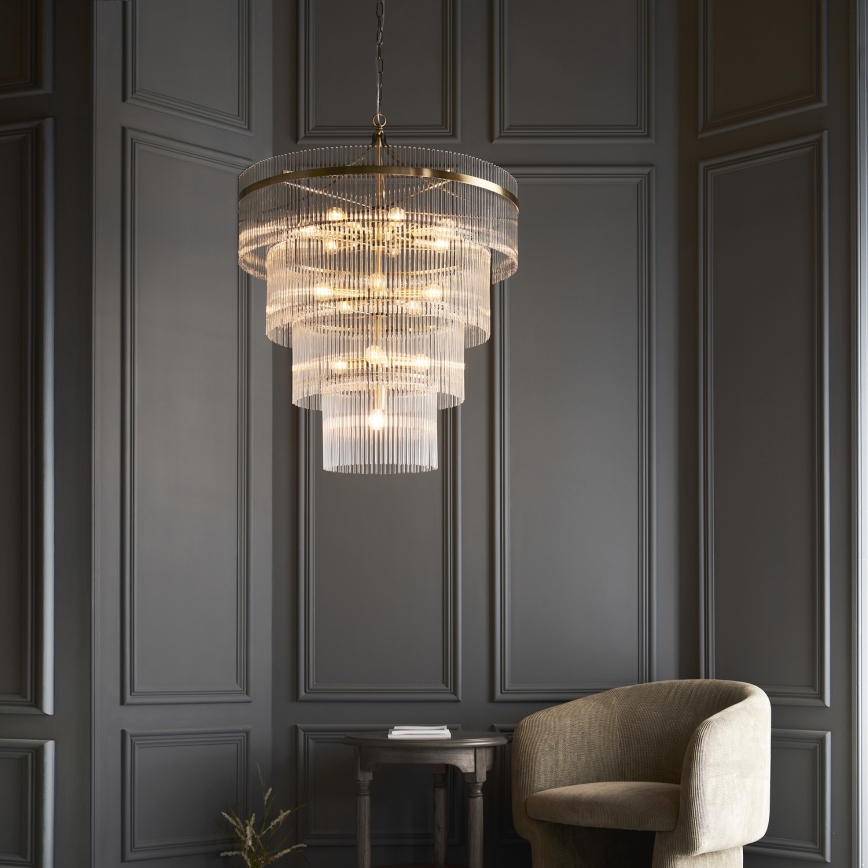 Endon 112576 - Luster na lancu MARIETTA 16xE14/6W/230V mesing/prozirna