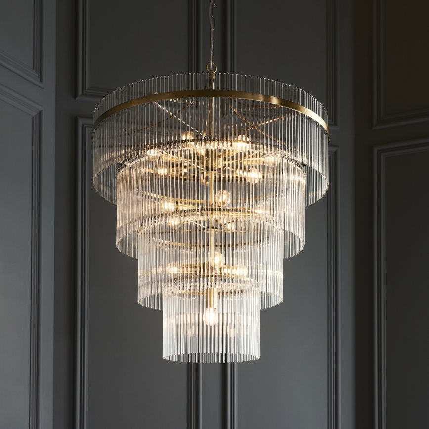 Endon 112576 - Luster na lancu MARIETTA 16xE14/6W/230V mesing/prozirna
