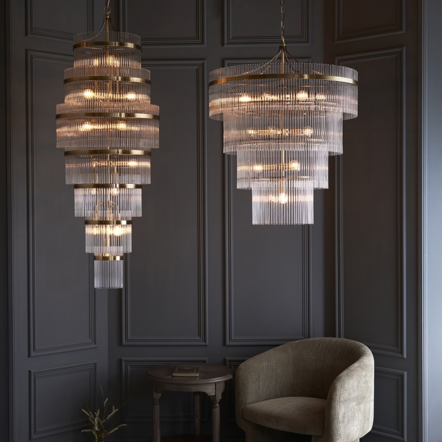 Endon 112576 - Luster na lancu MARIETTA 16xE14/6W/230V mesing/prozirna