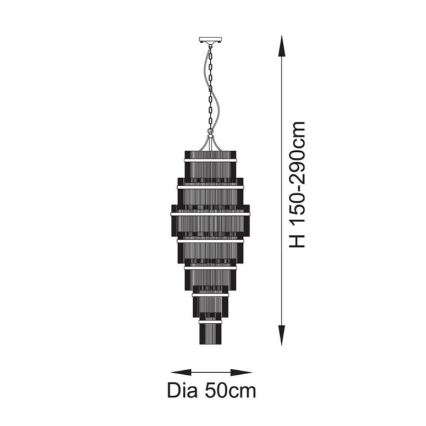 Endon 112793 - Luster na lancu MARIETTA GRAND 21xE14/6W/230V mesing/prozirna