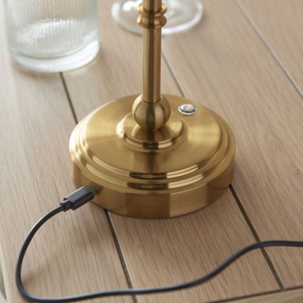 Endon 114811 - LED punjiva stolna lampa BURLEY s mogućnošću prigušivanja LED/1,5W/5V 3600 mAh mesing/bijela