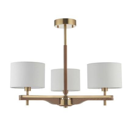 Endon 116993 - Luster na štapu HEATHCLIFF 3xE14/7W/230V mesing/jasen
