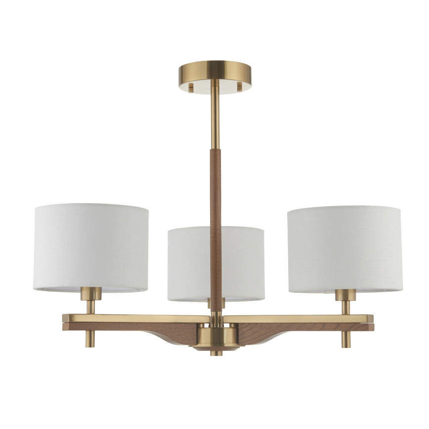 Endon 116993 - Luster na štapu HEATHCLIFF 3xE14/7W/230V mesing/jasen