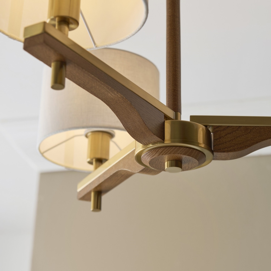 Endon 116993 - Luster na štapu HEATHCLIFF 3xE14/7W/230V mesing/jasen