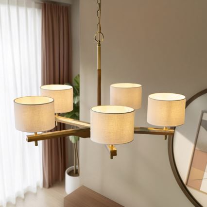 Endon 116994 - Luster na lancu HEATHCLIFF 5xE14/7W/230V mesing/jesion