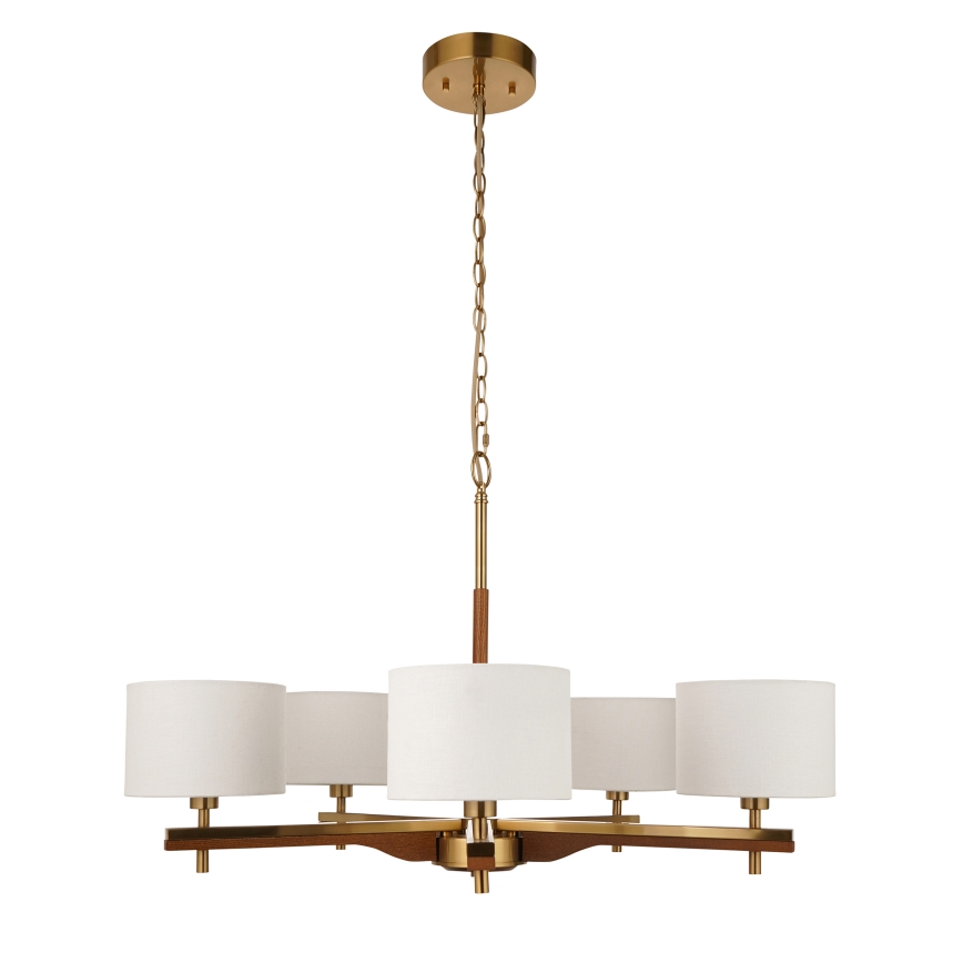 Endon 116994 - Luster na lancu HEATHCLIFF 5xE14/7W/230V mesing/jesion