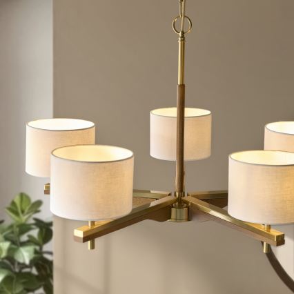 Endon 116994 - Luster na lancu HEATHCLIFF 5xE14/7W/230V mesing/jesion