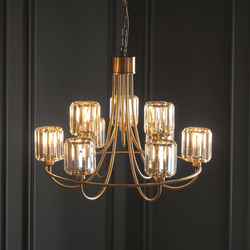 Endon 118934 - Luster na lancu BERENICE 9xE14/7W/230V zlatni