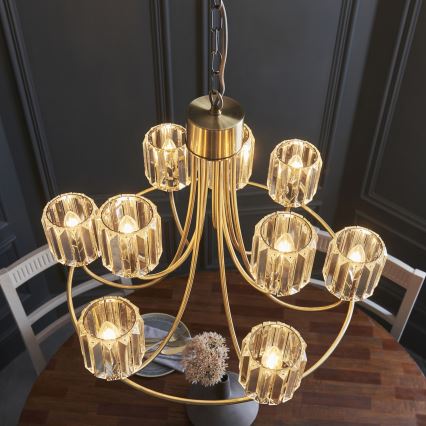 Endon 118934 - Luster na lancu BERENICE 9xE14/7W/230V zlatni