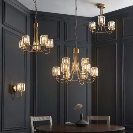 Endon 118934 - Luster na lancu BERENICE 9xE14/7W/230V zlatni