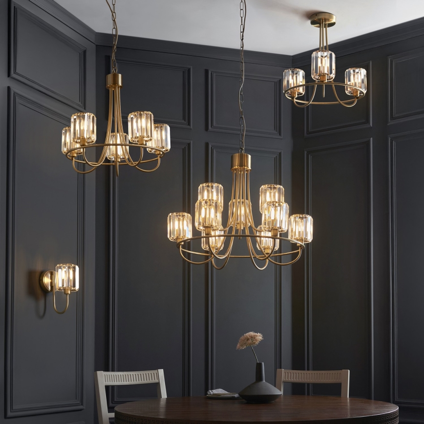 Endon 118934 - Luster na lancu BERENICE 9xE14/7W/230V zlatni
