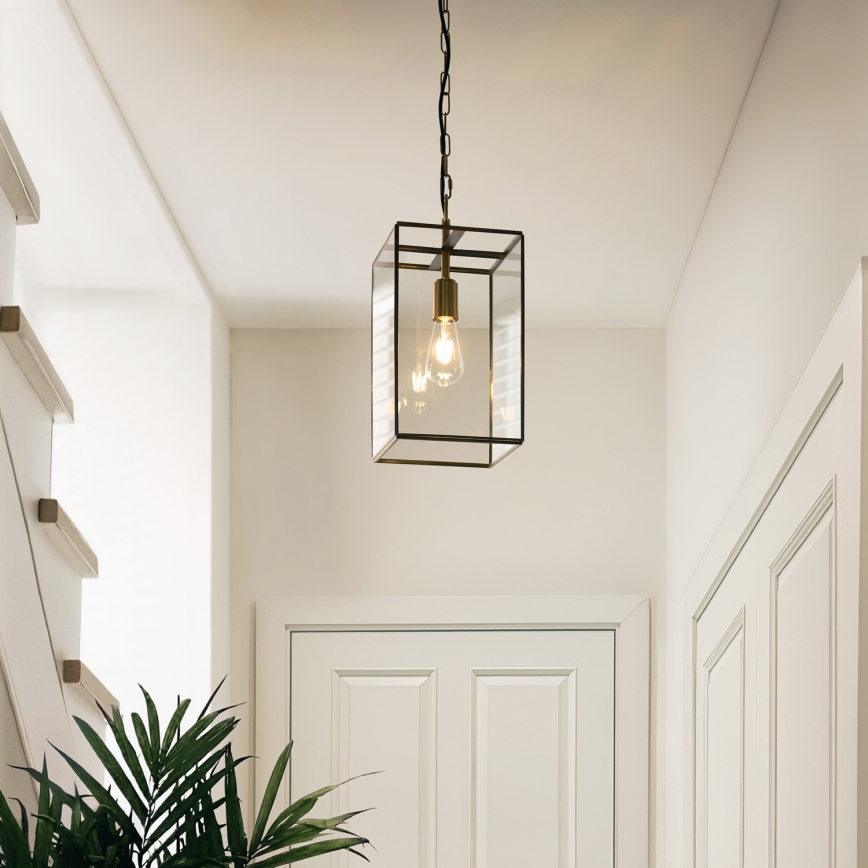 Endon 119141 - Luster na lancu HAMMOND 1xE27/10W/230V 21,5x21,5 cm mesing