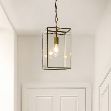 Endon 119141 - Luster na lancu HAMMOND 1xE27/10W/230V 21,5x21,5 cm mesing