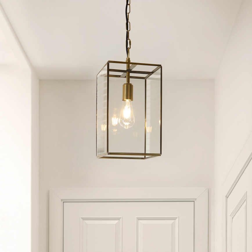 Endon 119141 - Luster na lancu HAMMOND 1xE27/10W/230V 21,5x21,5 cm mesing