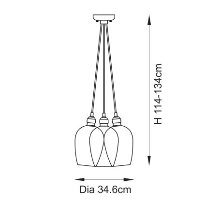 Endon 120644 - Luster na sajli 3xE27/10W/230V sjajni krom