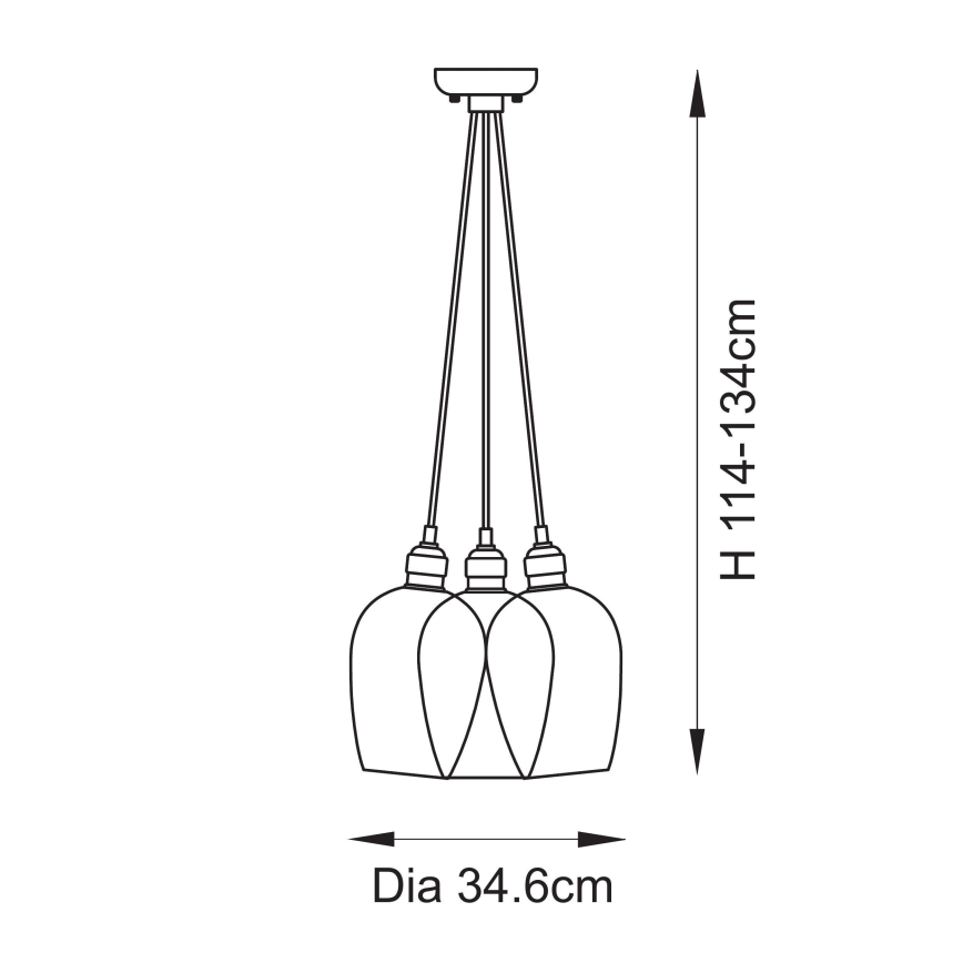 Endon 120644 - Luster na sajli 3xE27/10W/230V sjajni krom